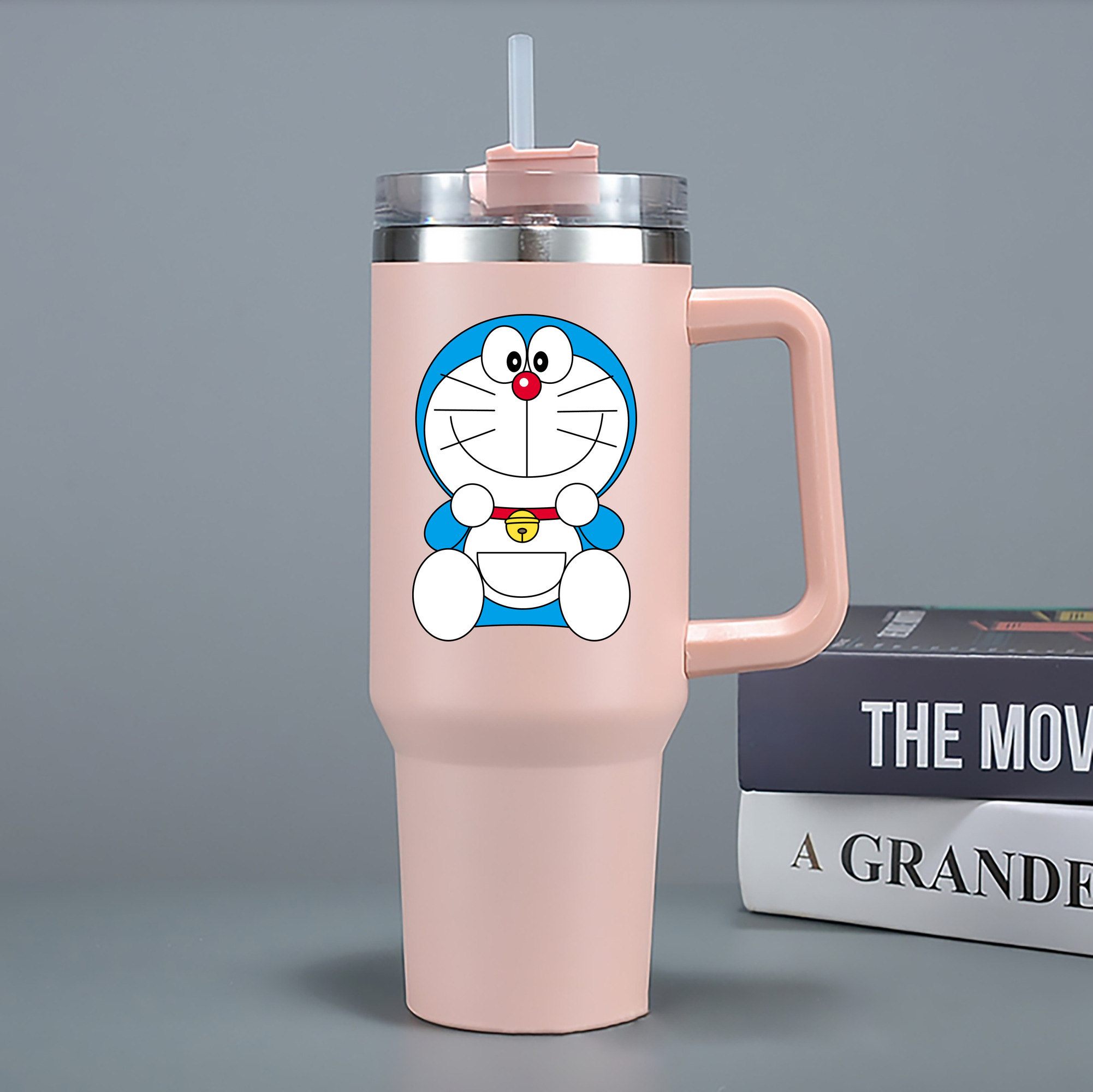 （画像用） ドラえもん Doraemon 1200mL車用タンブラー - クリスタルステッカー（プラスチックストロー付き）